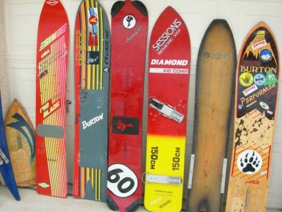 Recycled snowboarding equipment 