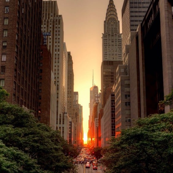 coucher de soleil manhattanhenge new york - blog eDreams