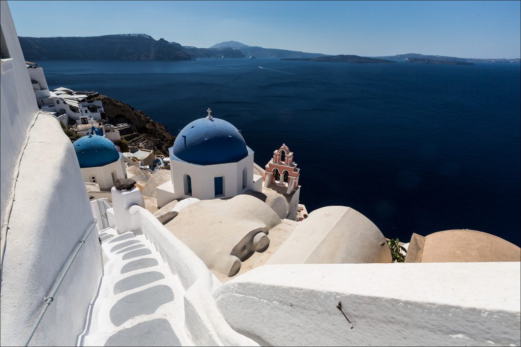 Santorin Oia village bleu et blanc