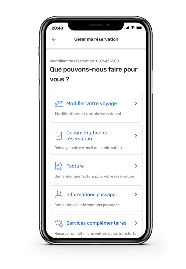 eDreams Gérer ma réservation