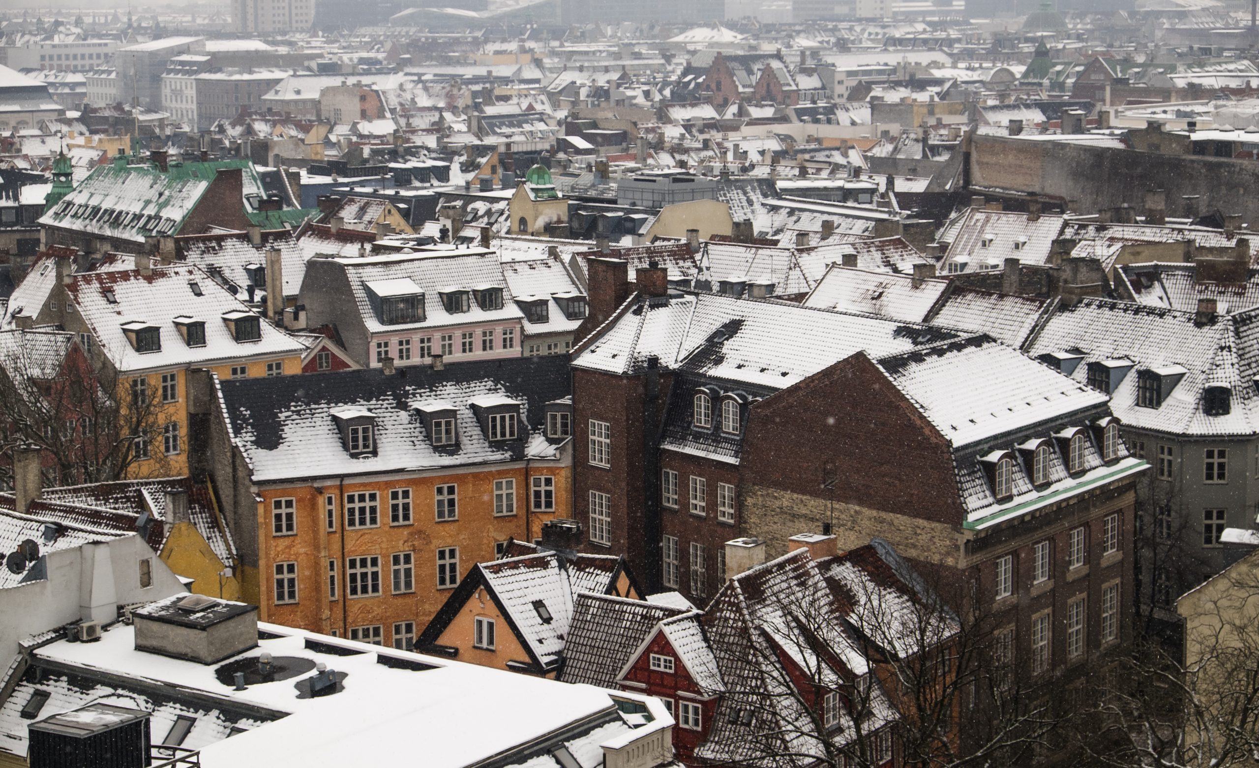 Copenhague toits maisons enneigés