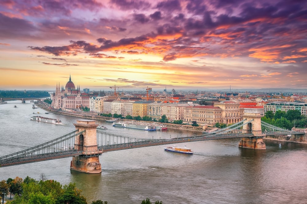 Coucher du soleil à Budapest